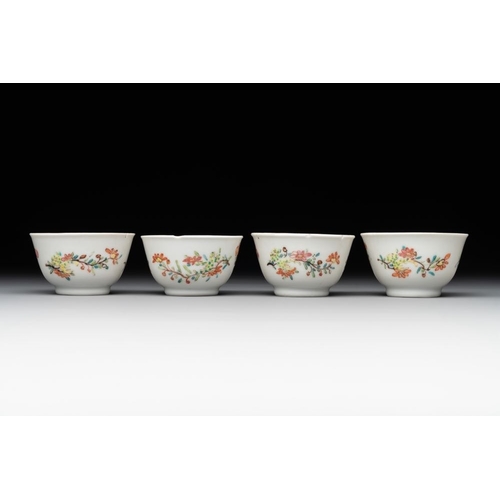 222 - A rare complete Chinese famille rose 8-person miniature tea service comprising 28 pieces, QianlongL.... 