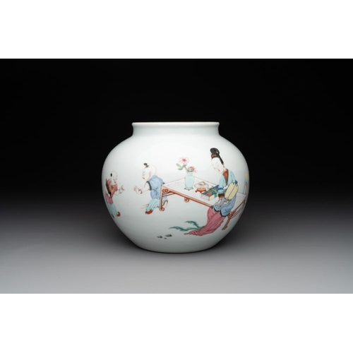 237 - An extremely rare Chinese famille rose globular 'lady and boys' jar, YongzhengH.: 17,6 cm
Provenance... 