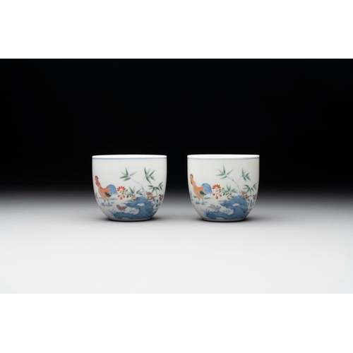 242 - A pair of extremely rare imperial Chinese doucai 'chicken' cups, Chenghua mark, Yongzheng/QianlongDi... 