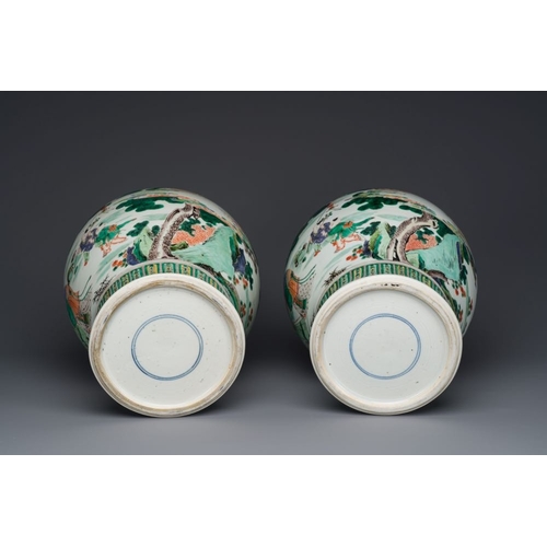 26 - A pair of Chinese famille verte 'Shou Lao' vases, KangxiH.: 35,5 cm