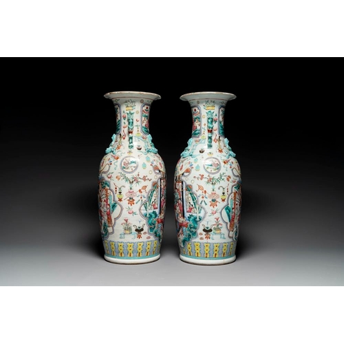 309 - A pair of Chinese famille rose vases with narrative design, 19th C.H.: 62 cm


... 