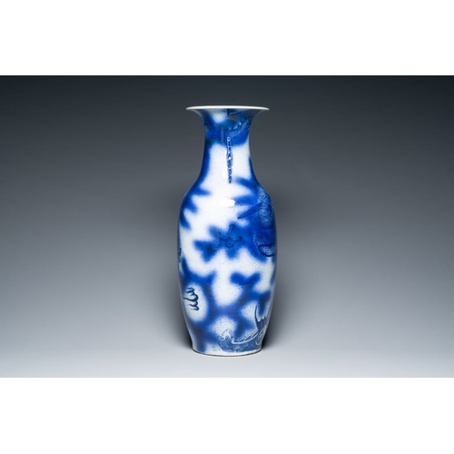 322 - A Chinese blue and white 'dragon and carp' vase, 19th C.H.: 59 cm

