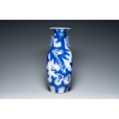 322 - A Chinese blue and white 'dragon and carp' vase, 19th C.H.: 59 cm

