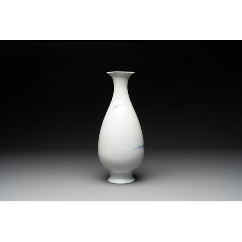 359 - A Chinese blue and white 'fisherman' vase, Wang Bu  mark, RepublicH.: 37,5 cm