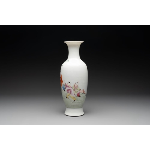 361 - A Chinese famille rose 'playing boys' baluster vase, Hongxian mark, RepublicH.: 34 cm... 