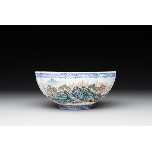 374 - A varied collection of eight Chinese famille rose eggshell bowls, Jingdezhen mark, 20th C.Dia.: 24,2... 