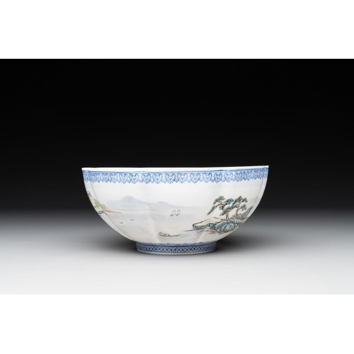 374 - A varied collection of eight Chinese famille rose eggshell bowls, Jingdezhen mark, 20th C.Dia.: 24,2... 