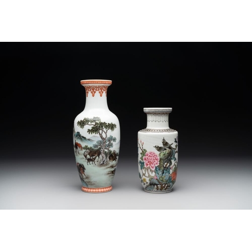 388 - Four various Chinese famille rose vases, Qianlong mark, 20th C.H.: 25,5 cm (the tallest vase)H.: 19 ... 