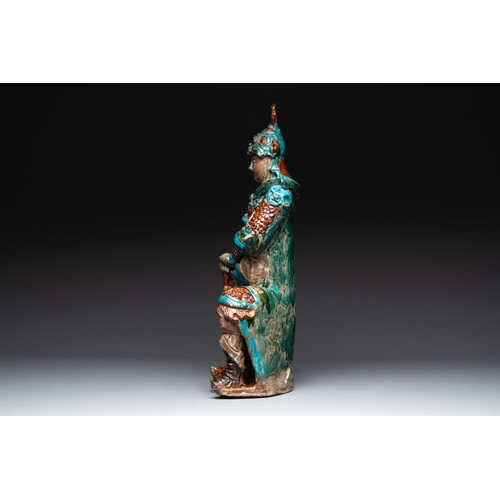 41 - An impressive and fine Chinese sancai-glazed biscuit Guandi, Ming, 17th C.H.: 57 cm
... 