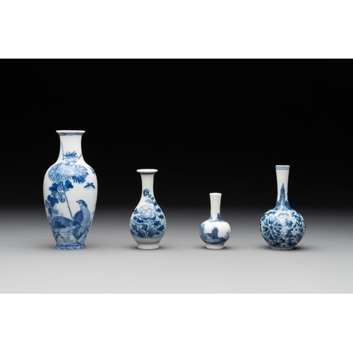 436 - Seven Chinese blue, white and doucai vases, Wanli/Yongzheng/Qianlong mark, 19th C.H.: 5,5 cm (the sm... 