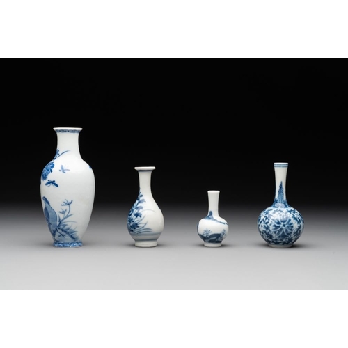 436 - Seven Chinese blue, white and doucai vases, Wanli/Yongzheng/Qianlong mark, 19th C.H.: 5,5 cm (the sm... 