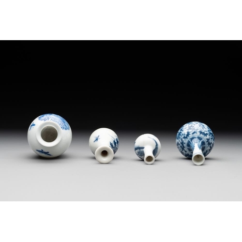 436 - Seven Chinese blue, white and doucai vases, Wanli/Yongzheng/Qianlong mark, 19th C.H.: 5,5 cm (the sm... 