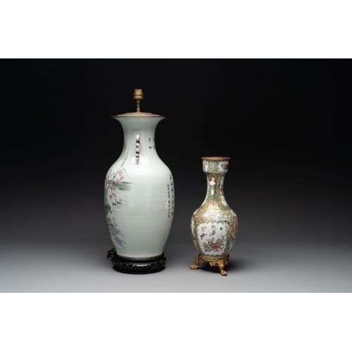 437 - A varied collection of 14 Chinese famille rose and monochrome wares, 19/20th C.H.: 54,5 cm (the larg... 