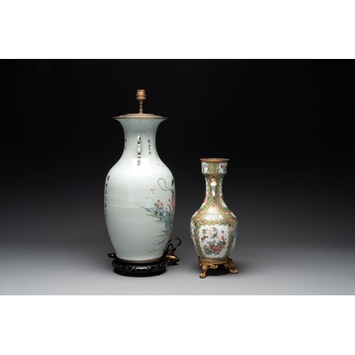 437 - A varied collection of 14 Chinese famille rose and monochrome wares, 19/20th C.H.: 54,5 cm (the larg... 