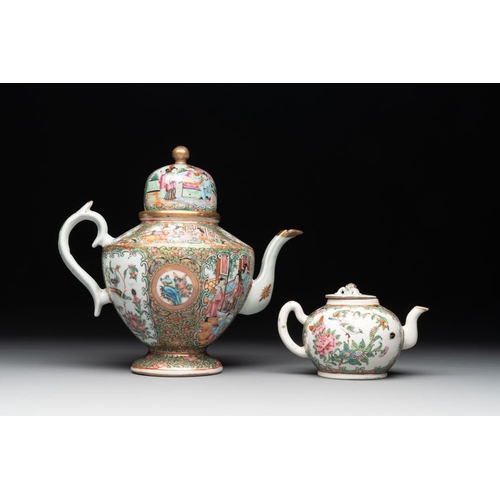 446 - 38 Chinese Canton famille rose wares, 19th C.Dim.: 27,3 x 26,8 cm (the tray) L.: 24 cm - H.: 22 cm (... 