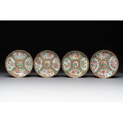 446 - 38 Chinese Canton famille rose wares, 19th C.Dim.: 27,3 x 26,8 cm (the tray) L.: 24 cm - H.: 22 cm (... 