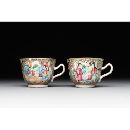 446 - 38 Chinese Canton famille rose wares, 19th C.Dim.: 27,3 x 26,8 cm (the tray) L.: 24 cm - H.: 22 cm (... 