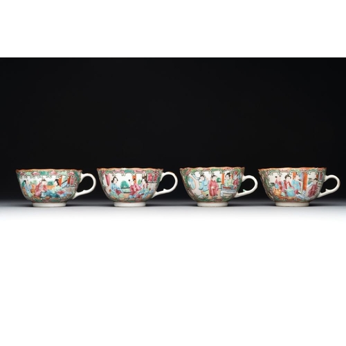 446 - 38 Chinese Canton famille rose wares, 19th C.Dim.: 27,3 x 26,8 cm (the tray) L.: 24 cm - H.: 22 cm (... 