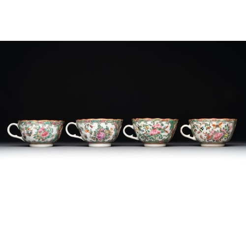 446 - 38 Chinese Canton famille rose wares, 19th C.Dim.: 27,3 x 26,8 cm (the tray) L.: 24 cm - H.: 22 cm (... 