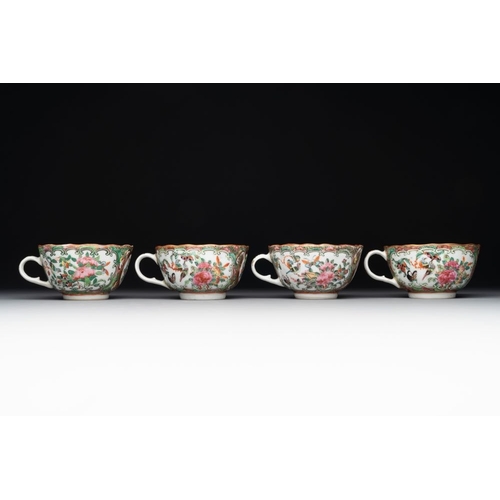 446 - 38 Chinese Canton famille rose wares, 19th C.Dim.: 27,3 x 26,8 cm (the tray) L.: 24 cm - H.: 22 cm (... 