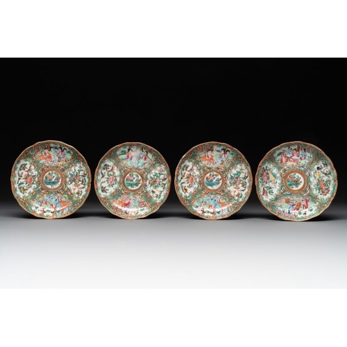 446 - 38 Chinese Canton famille rose wares, 19th C.Dim.: 27,3 x 26,8 cm (the tray) L.: 24 cm - H.: 22 cm (... 