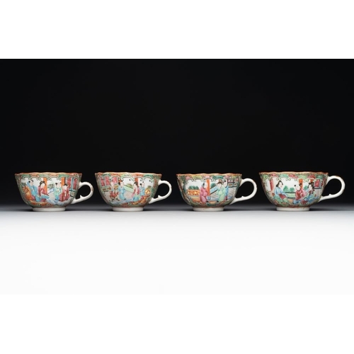 446 - 38 Chinese Canton famille rose wares, 19th C.Dim.: 27,3 x 26,8 cm (the tray) L.: 24 cm - H.: 22 cm (... 