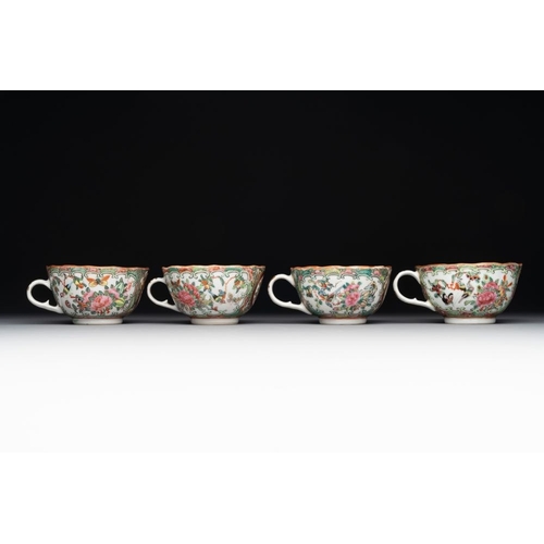 446 - 38 Chinese Canton famille rose wares, 19th C.Dim.: 27,3 x 26,8 cm (the tray) L.: 24 cm - H.: 22 cm (... 