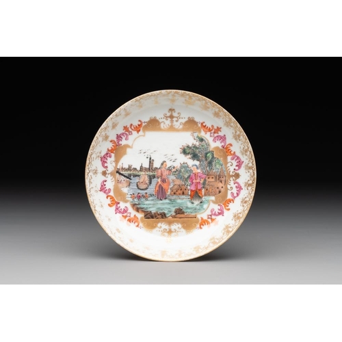 496 - A Chinese Meissen-style export porcelain 'Peter the Great' cup and saucer, QianlongDia.: 11,5 cm (th... 