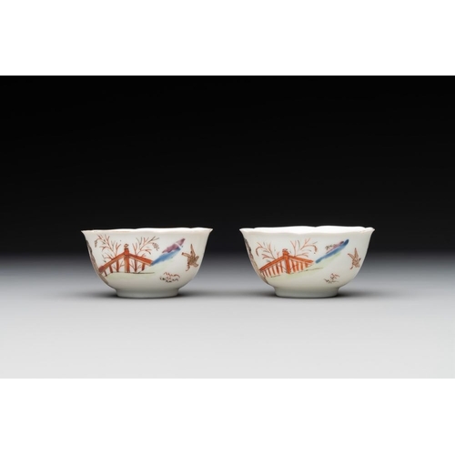 501 - A pair of fine Chinese export 'Liberty and Matrimony' cups and saucers, YongzhengDia.: 10,5 cm (the ... 