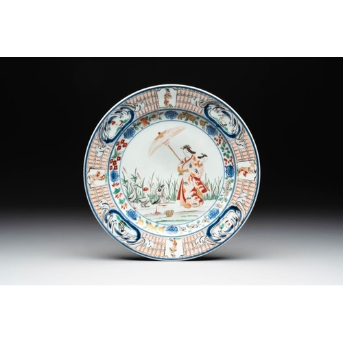 513 - A Japanese Imari 'Parasol Ladies' plate after Cornelis Pronk, Edo, 18th C.Dia.: 26,7 cm
Provenance: ... 