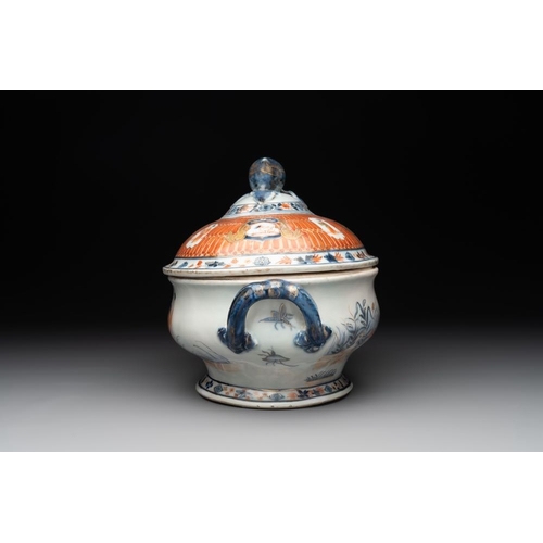 514 - A Chinese Imari-style 'Parasol Ladies' tureen and stand after Cornelis Pronk, Qianlong, ca. 1740L.: ... 