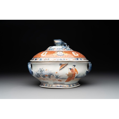 514 - A Chinese Imari-style 'Parasol Ladies' tureen and stand after Cornelis Pronk, Qianlong, ca. 1740L.: ... 