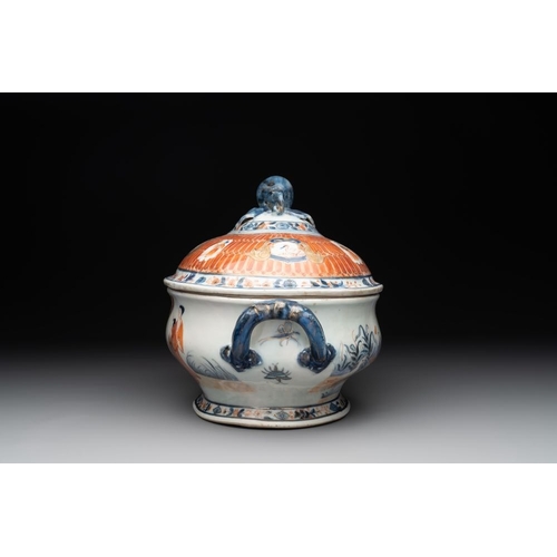 514 - A Chinese Imari-style 'Parasol Ladies' tureen and stand after Cornelis Pronk, Qianlong, ca. 1740L.: ... 