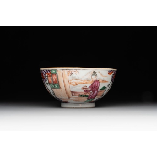 526 - A collection of five Chinese Imari-style wares and one Canton famille rose cup, Kangxi/QianlongL.: 1... 