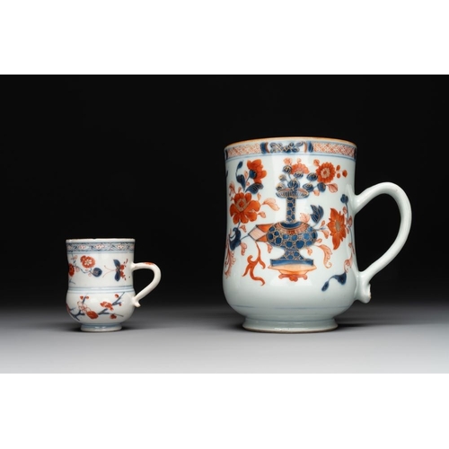 526 - A collection of five Chinese Imari-style wares and one Canton famille rose cup, Kangxi/QianlongL.: 1... 