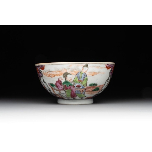 526 - A collection of five Chinese Imari-style wares and one Canton famille rose cup, Kangxi/QianlongL.: 1... 