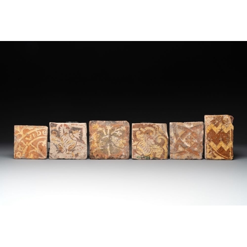 551 - Eleven slip-decorated medieval and post-medieval tiles, France and Flanders, 15/18th C.Dim.: 13,7 x ... 