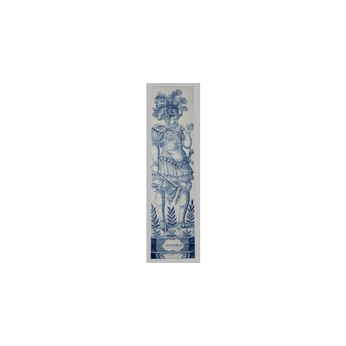 554 - A rare and very large blue and white Dutch Delft 60-piece tile mural depicting Hannibal, 17th C.Dim.... 