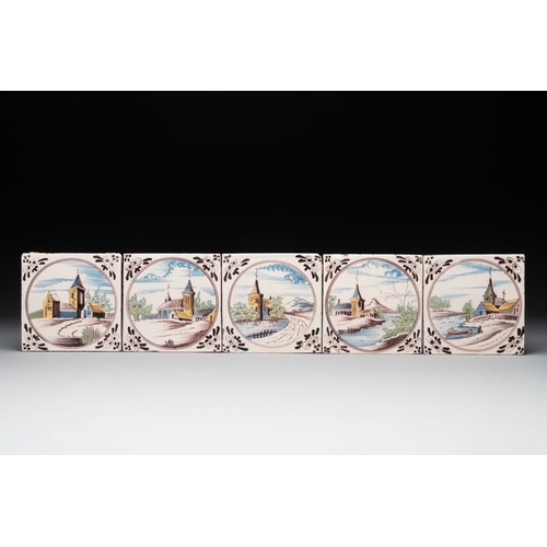 616 - Ten polychrome Dutch Delft 'medallion' 'landscape' tiles, 19th C.Dim.: ca. 13 x 13 x 0,8 cm
... 