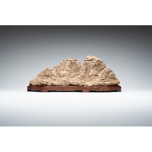 626 - A Chinese 'unknown type' of scholar's rock, Henan province, MingDim.: 62 x 19 x 23,5 cm (incl. stand... 