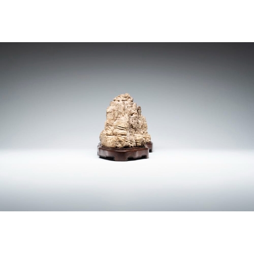 626 - A Chinese 'unknown type' of scholar's rock, Henan province, MingDim.: 62 x 19 x 23,5 cm (incl. stand... 