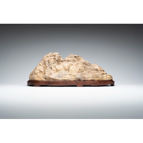 626 - A Chinese 'unknown type' of scholar's rock, Henan province, MingDim.: 62 x 19 x 23,5 cm (incl. stand... 