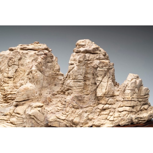 626 - A Chinese 'unknown type' of scholar's rock, Henan province, MingDim.: 62 x 19 x 23,5 cm (incl. stand... 