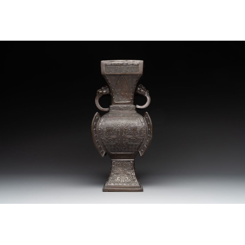 748 - Five various Chinese archaistic bronze vases, Ming/QingH.: 38,7 cm (the tallest)H.: 14,5 cm (the sma... 