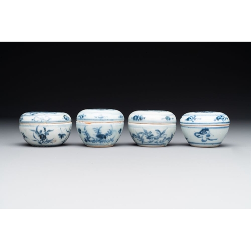 75 - A varied collection of 22 Chinese blue and white jarlets, covered boxes and miniature vases, MingH.:... 