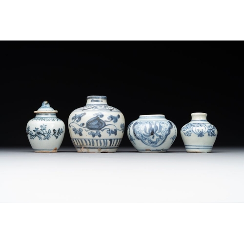 75 - A varied collection of 22 Chinese blue and white jarlets, covered boxes and miniature vases, MingH.:... 