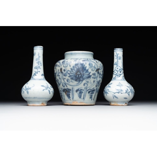 75 - A varied collection of 22 Chinese blue and white jarlets, covered boxes and miniature vases, MingH.:... 