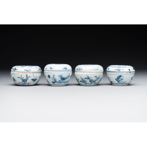 75 - A varied collection of 22 Chinese blue and white jarlets, covered boxes and miniature vases, MingH.:... 