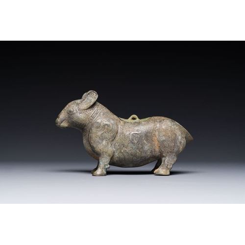 769 - A rare Chinese bronze ritual vessel in the form of a tapir in Eastern Zhou-style, Warring States per... 