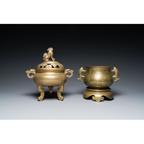 794 - Six various Chinese bronze censers, 19/20th C.L.: 24,5 cm - H.: 26,5 cm (the largest)L.:14,5 cm - H.... 